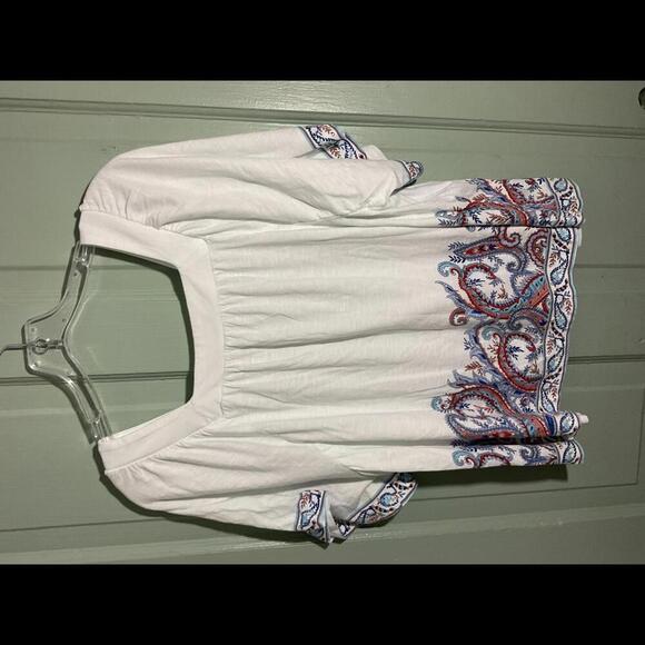 J. Jill White Square Neckline Boho Blouse Size XL - Picture 7 of 7